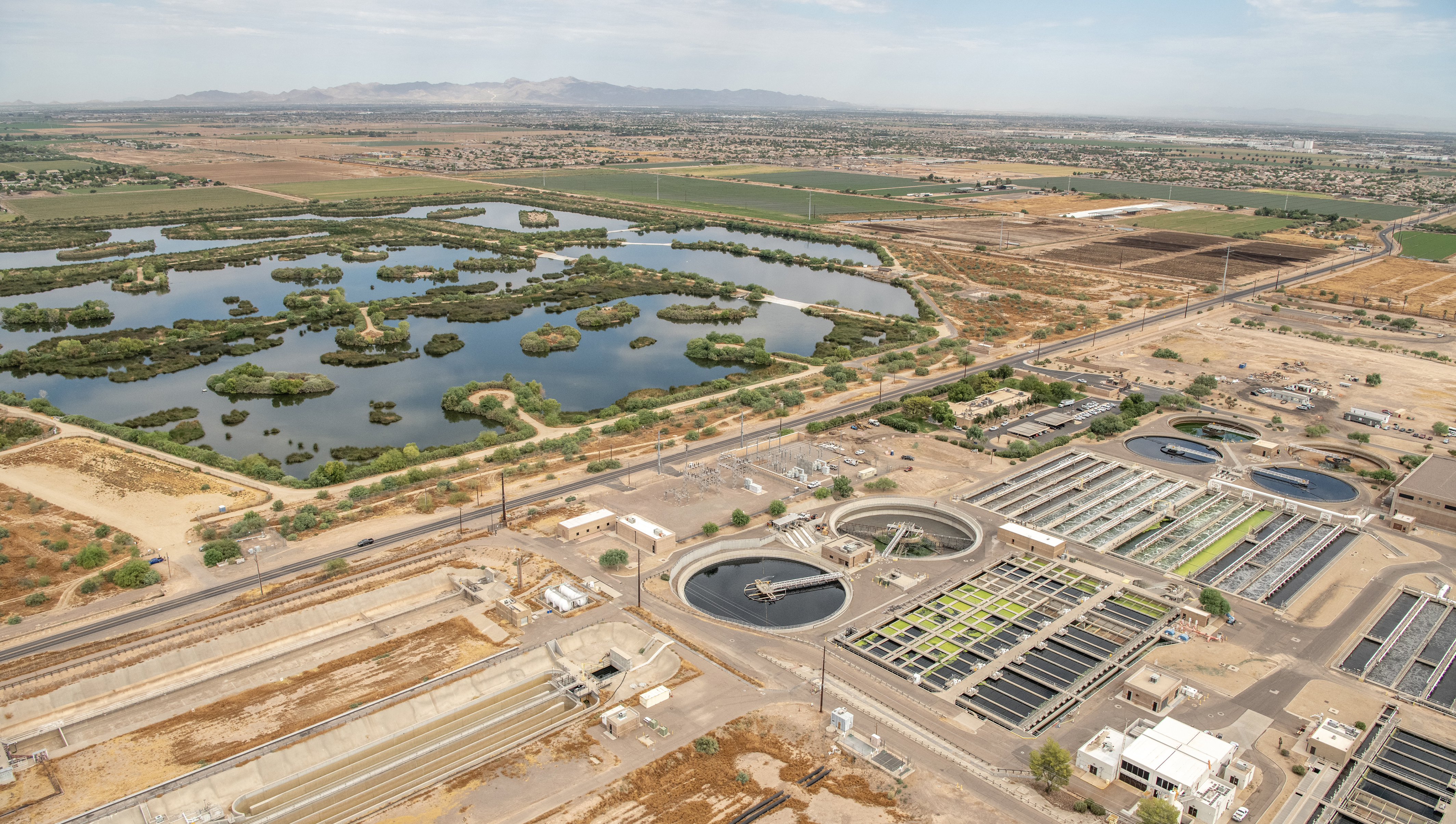 aerial view of a water treatment plant in Arizona